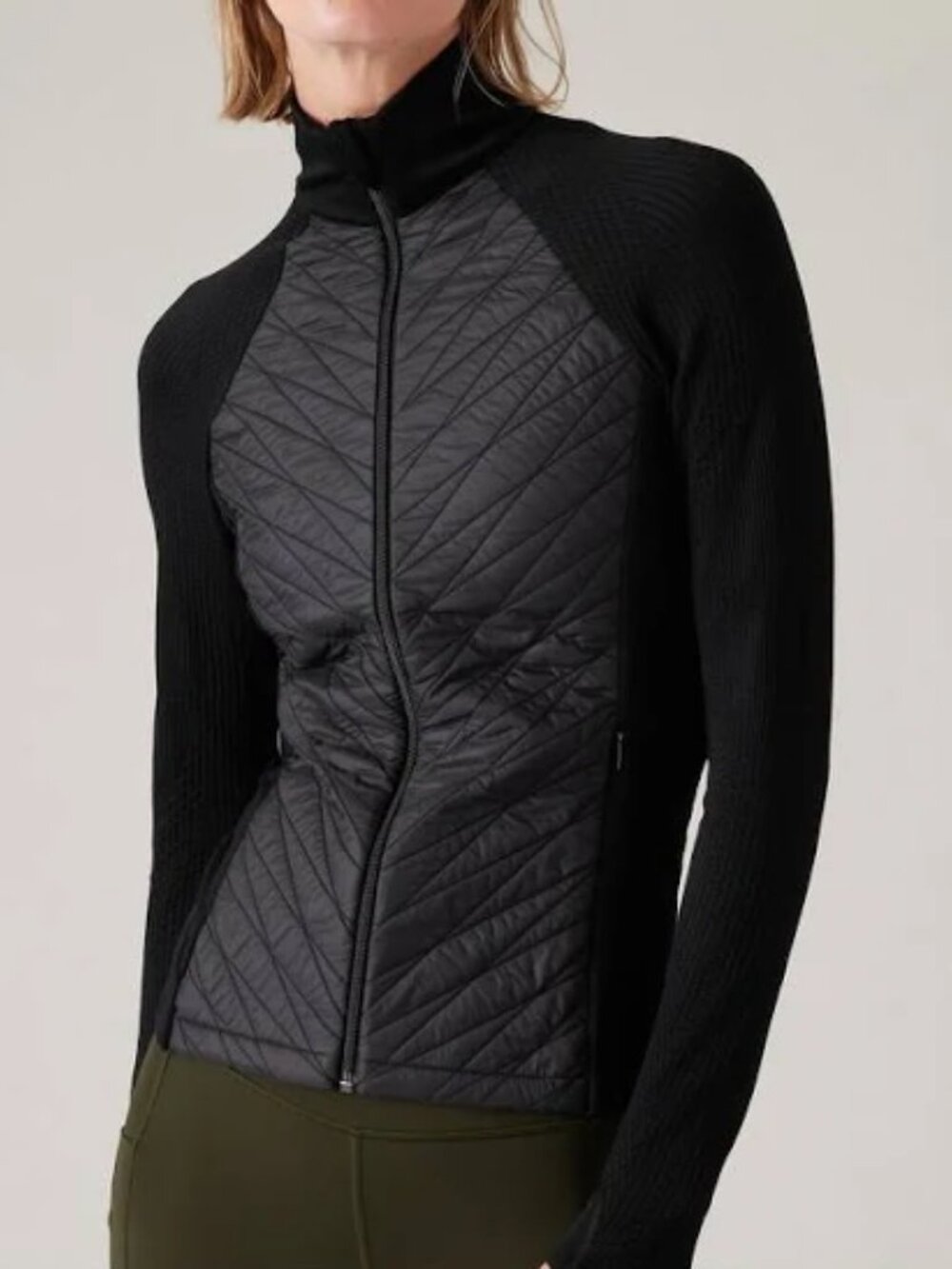 ATHLETA M Flurry Force Insulated PrimaLoft Jacket Full Zip Up Mock Neck